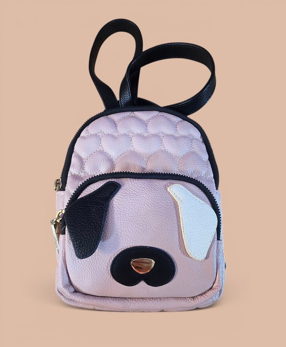 Betsey Johnson Pink Quilted Heart Dog Face Mini Backpack Kitsch Kawaii
